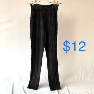 Pants, polka dot, pixie cut, black on black